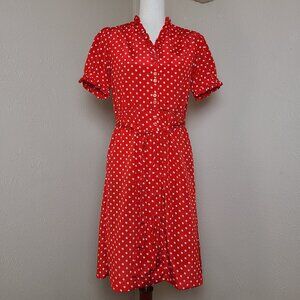 VTG Ciao Petites Short Sleeves Dress Red White Polka Dots Size M A558